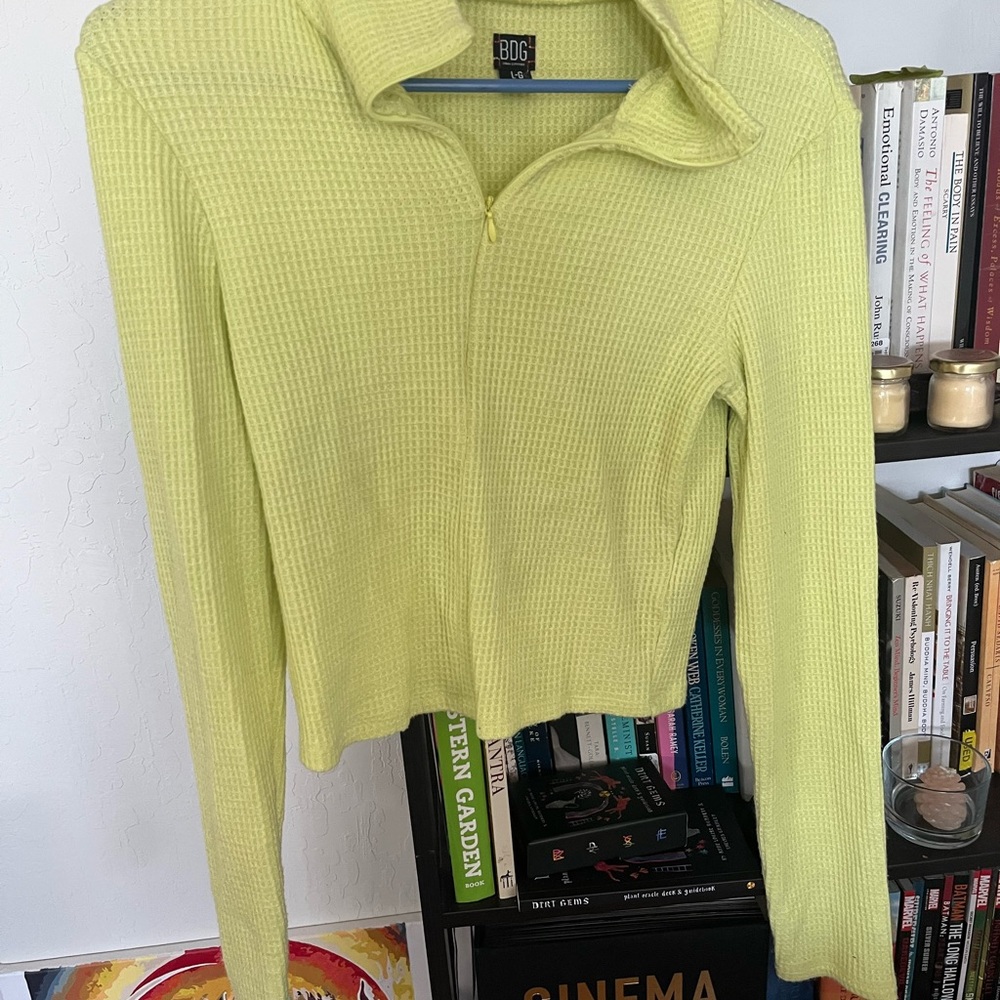 BDG Women's Lime Green Zip-Up Top